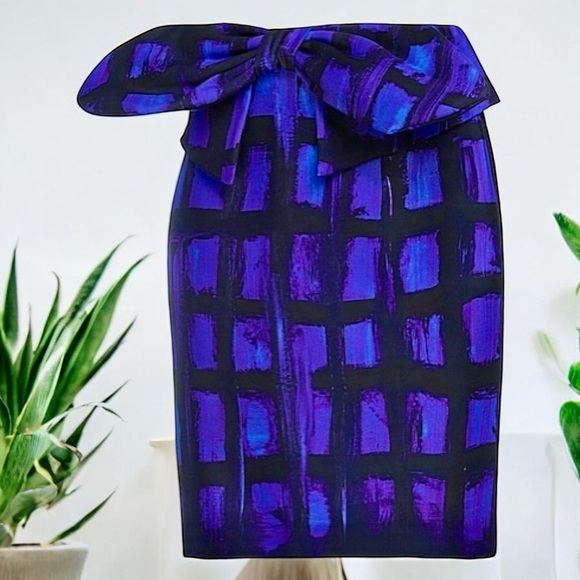 NWT Moschino Couture Purple & Black Abstract Print Bow Detail Mini Skirt Size 8 - Picture 3 of 16